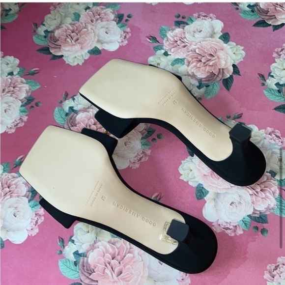 Good American sandals 5.5 NEW kitten heel oversized chain detail square toe - Picture 6 of 8